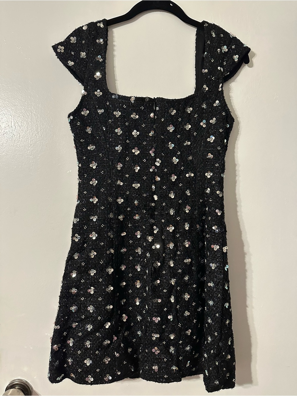 Fashion Nova black floral sequin mini dress XS new with tags